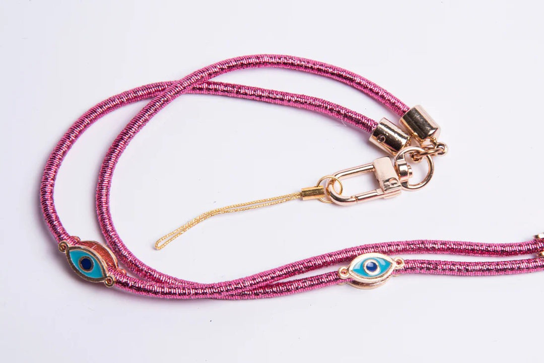 Metalic Corded Crossbody Phone Lanyard - Pink |Natelzee