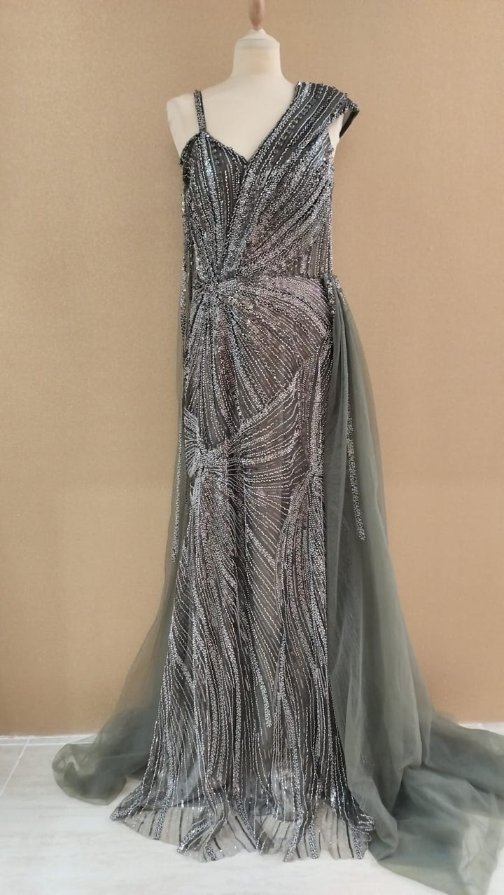 Charcoal Shimmer Embellished Couture Gown| Inaayat by Divya Taimni