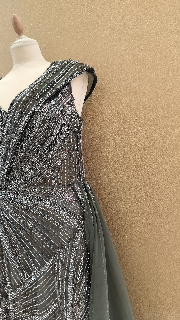 Charcoal Shimmer Embellished Couture Gown| Inaayat by Divya Taimni
