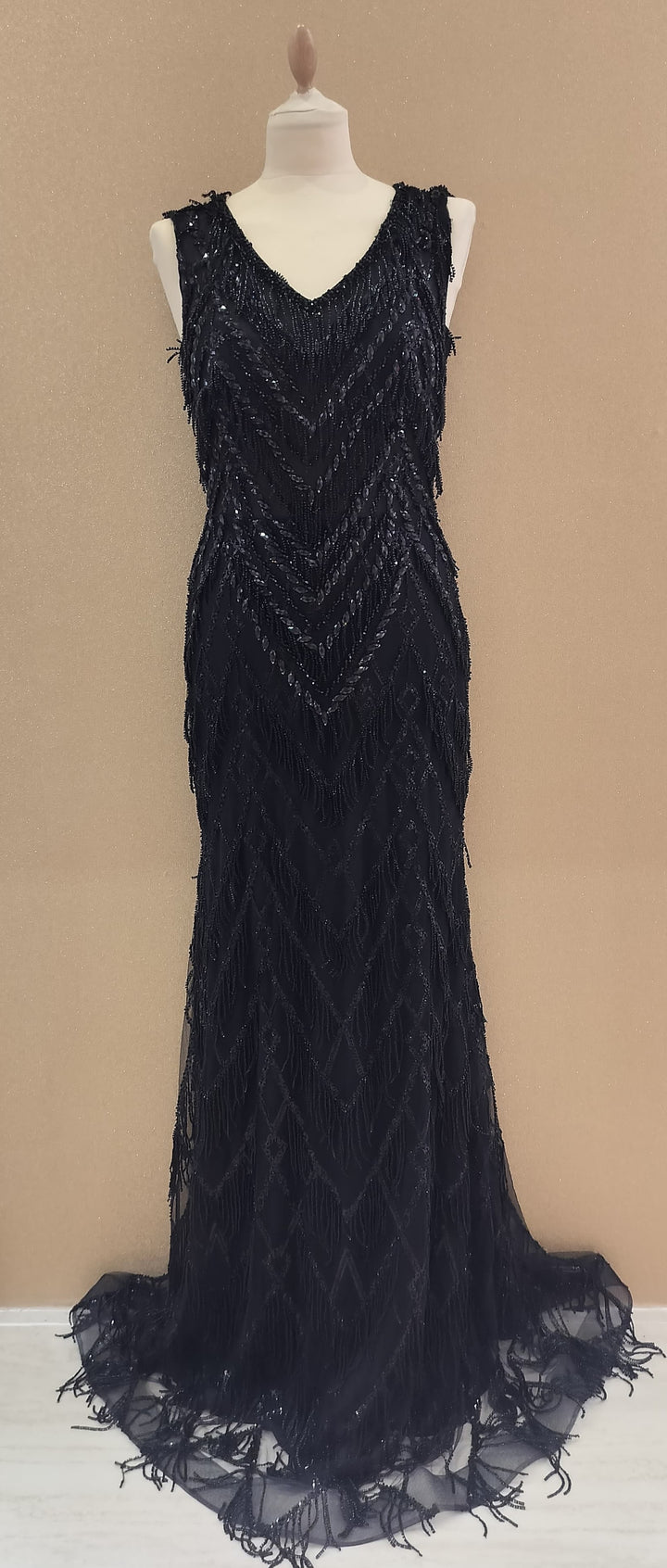Midnight Noir Beaded Fringe Evening Gown| Inaayat by Divya Taimni