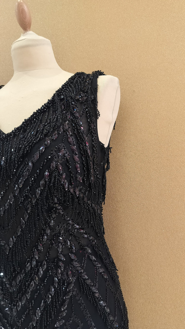 Midnight Noir Beaded Fringe Evening Gown| Inaayat by Divya Taimni
