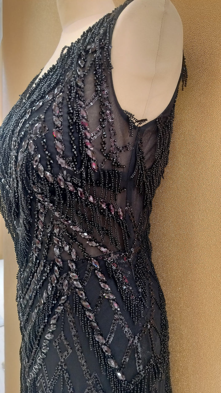 Midnight Noir Beaded Fringe Evening Gown| Inaayat by Divya Taimni