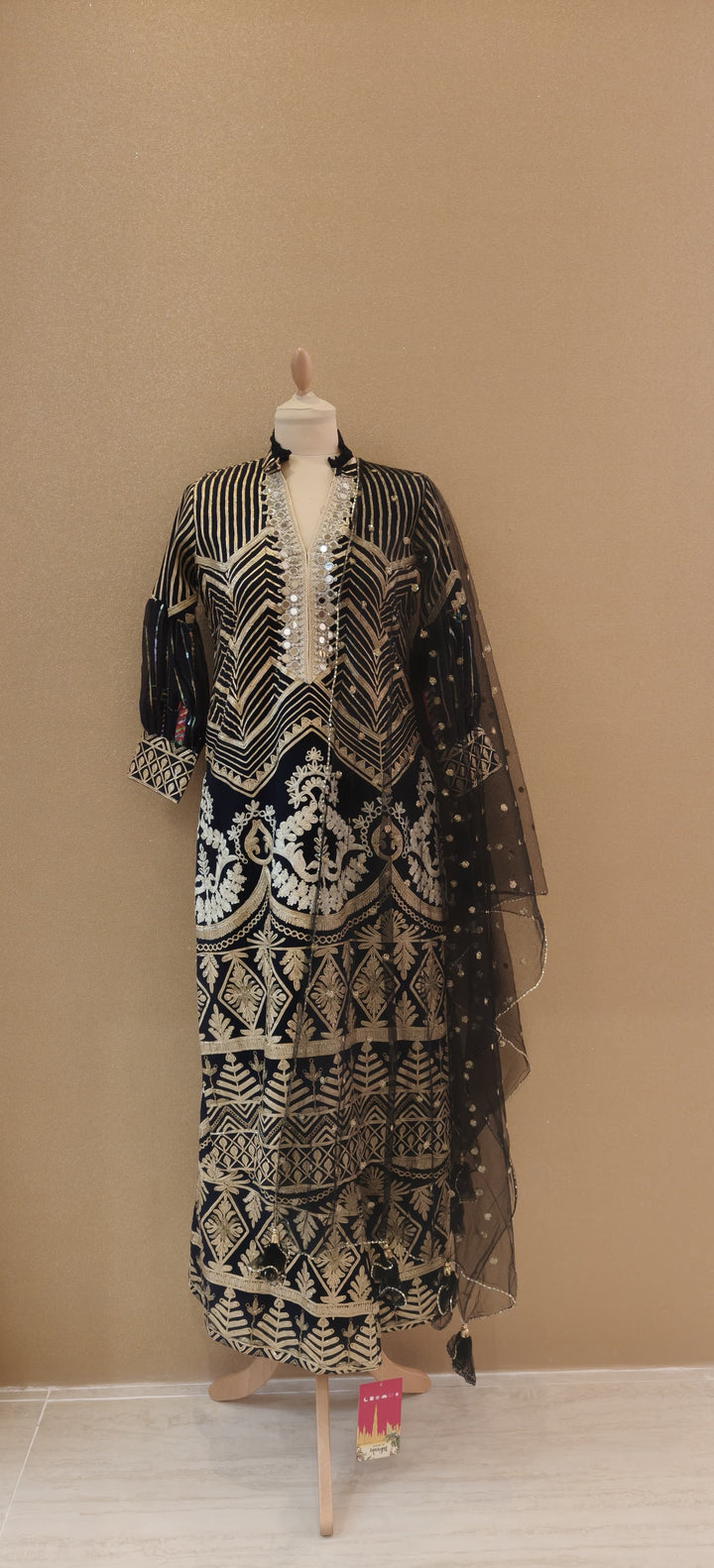Midnight Blue Gotta Patti Suit Set|Kuwarani Ritu