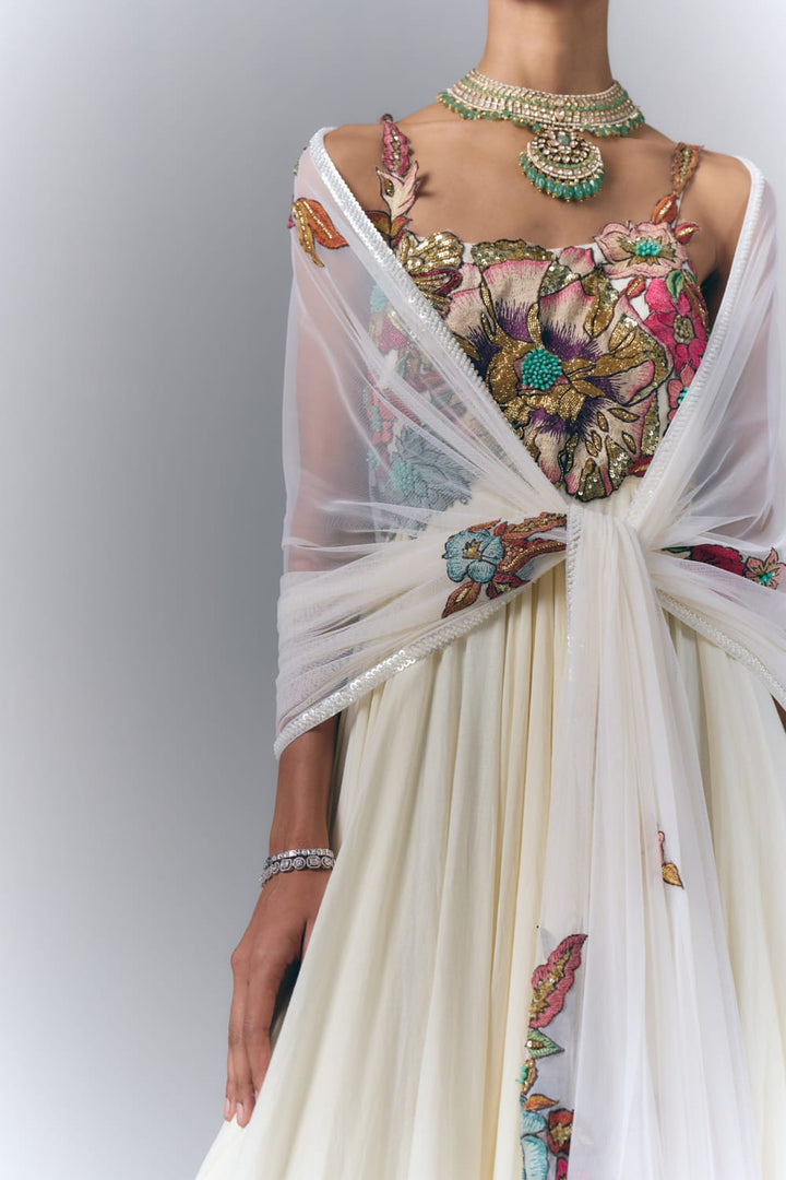 Ivory Bloom Anarkali Set|VARUN BAHL