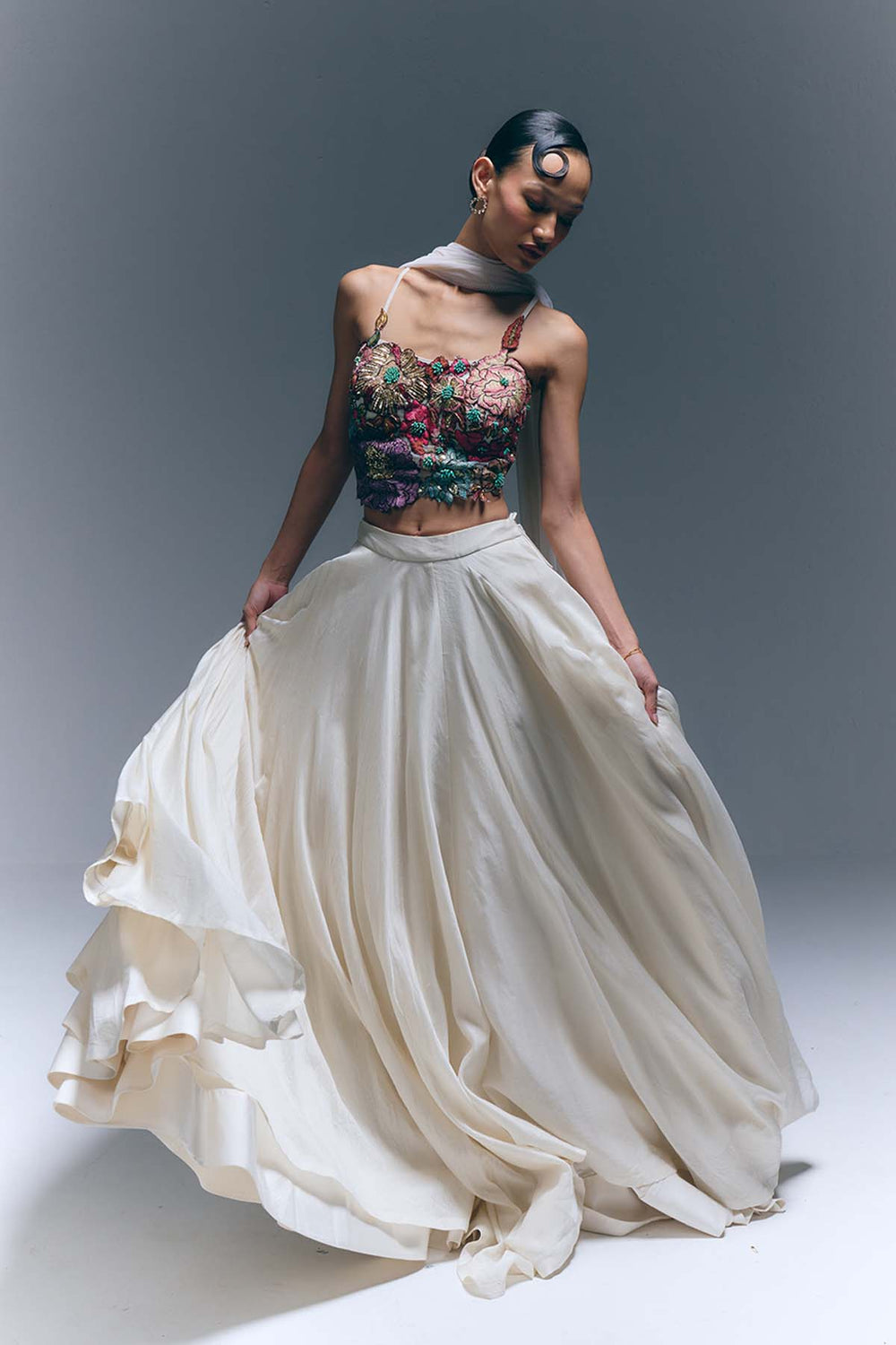 Ivory Bloom Anarkali Set|VARUN BAHL
