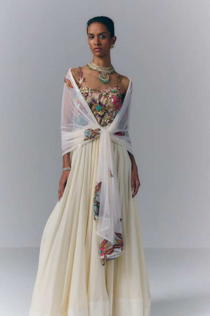 Ivory Bloom Anarkali Set|VARUN BAHL