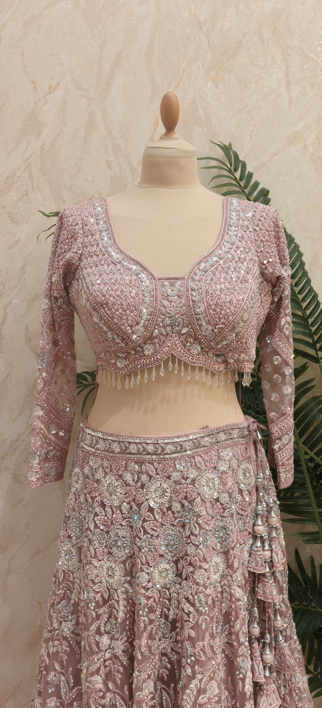 Shagun Pink Floral Ornately Beaded Sequins Lehenga Set |Inaayat by Divya Taimni