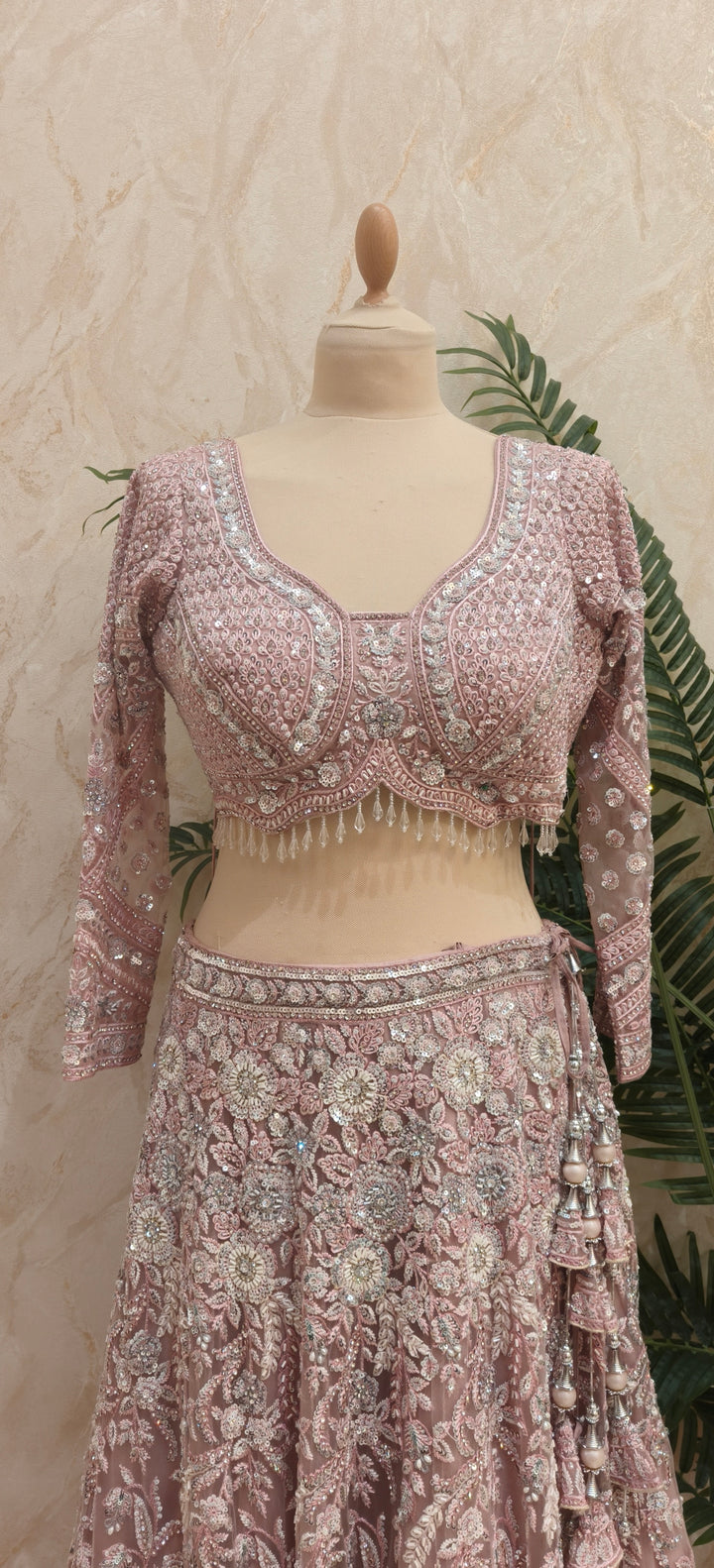 Shagun Pink Floral Ornately Beaded Sequins Lehenga Set |Inaayat by Divya Taimni