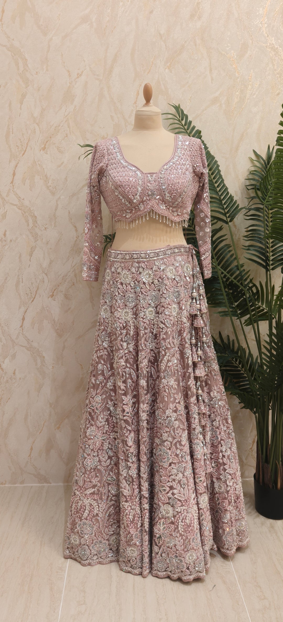 Shagun Pink Floral Ornately Beaded Sequins Lehenga Set |Inaayat by Divya Taimni