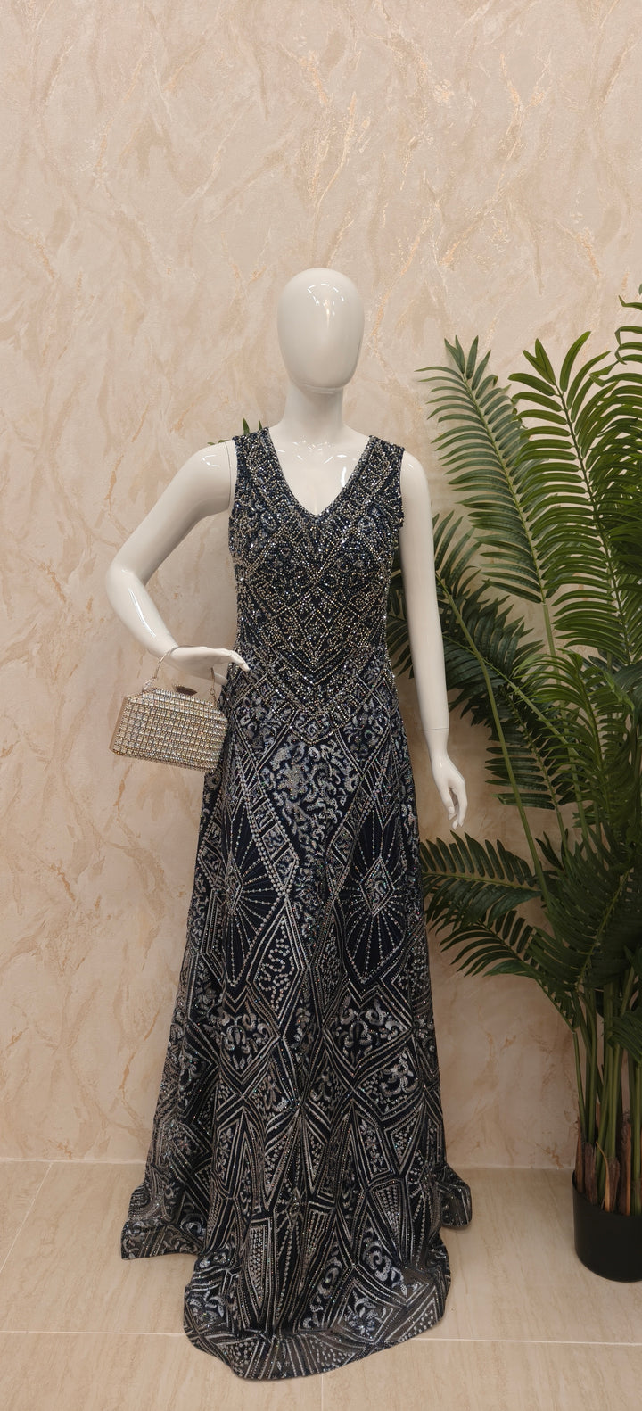 Midnight Navy Embellished Gala Gown | Inaayat by Divya Taimni