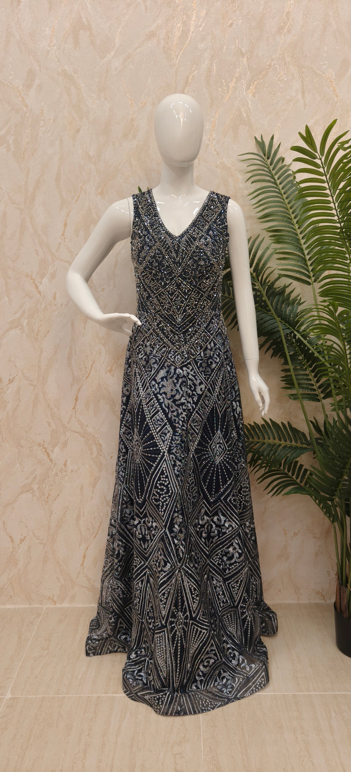 Midnight Navy Embellished Gala Gown | Inaayat by Divya Taimni