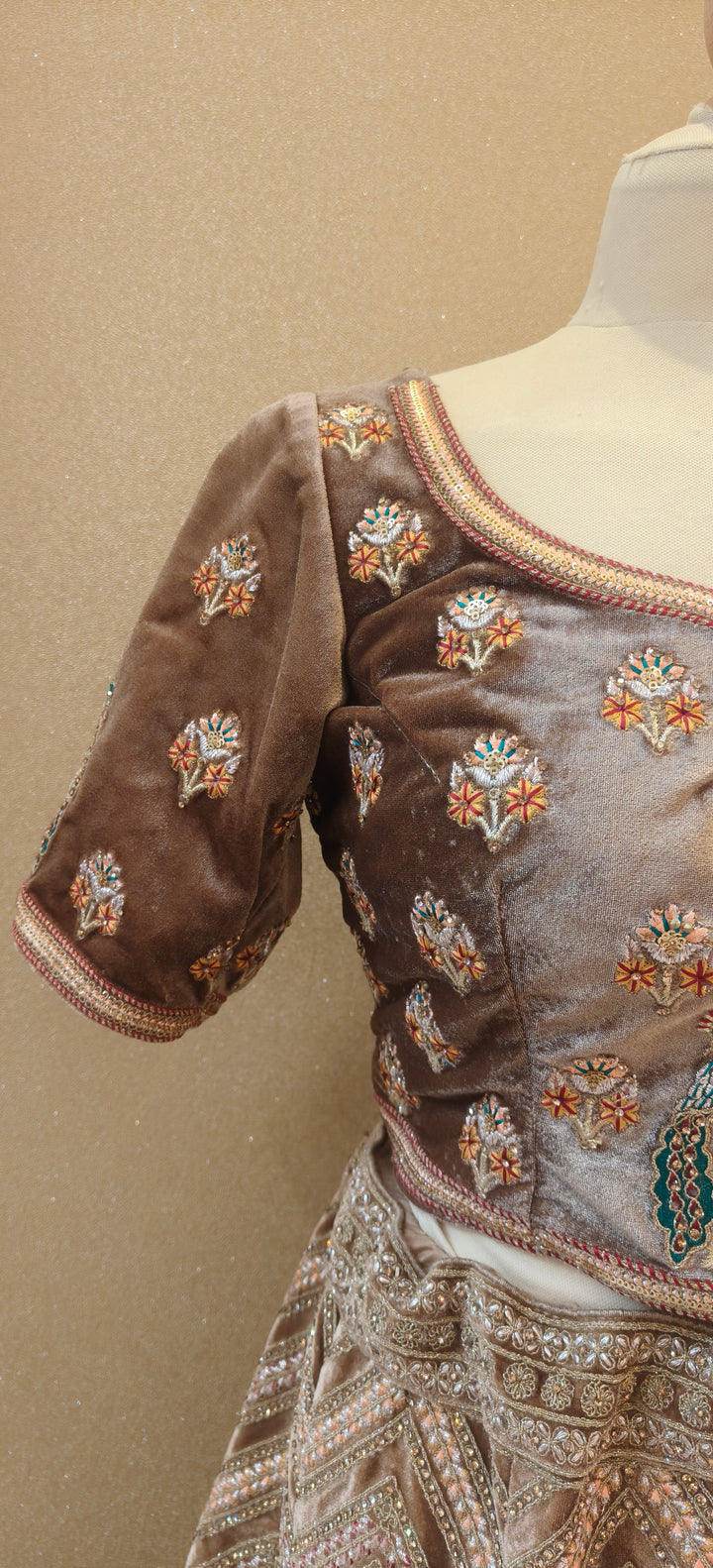 Mocha Gold Embroidered Heritage Lehenga Set | Inaayat by Divya Taimni