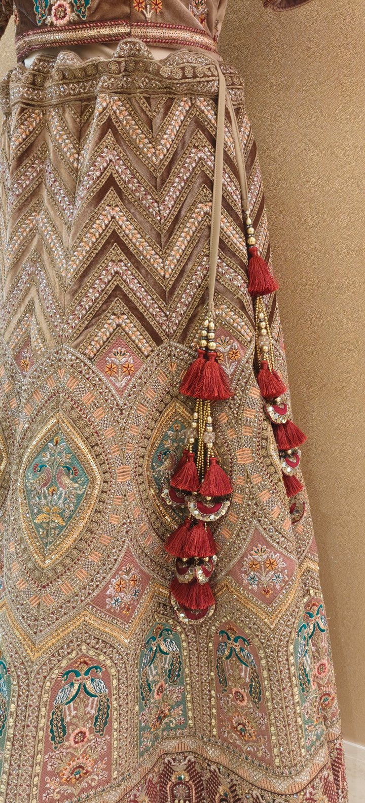 Mocha Gold Embroidered Heritage Lehenga Set | Inaayat by Divya Taimni