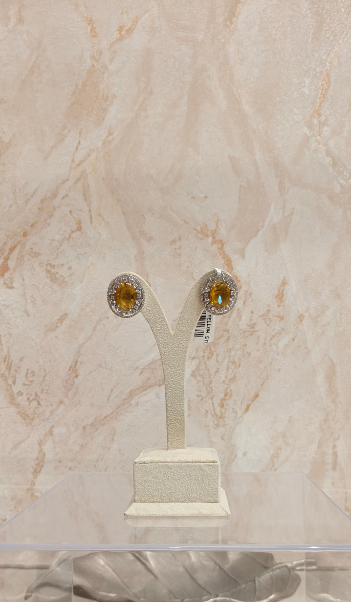 Golden Amber Halo Stud Earrings | Inaayat By Divya Tainmi