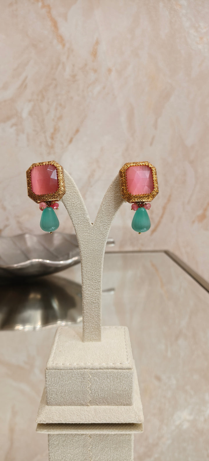 Multicolor Tumble Bead Statement Necklace with Ornate Pendant |Inaayat By Divya Taimni