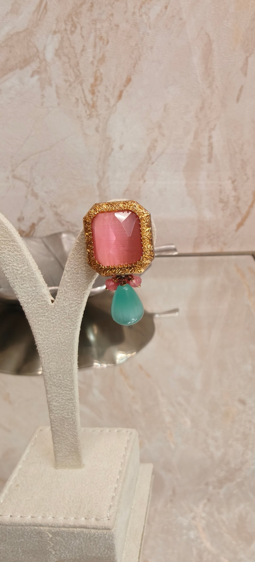 Multicolor Tumble Bead Statement Necklace with Ornate Pendant |Inaayat By Divya Taimni