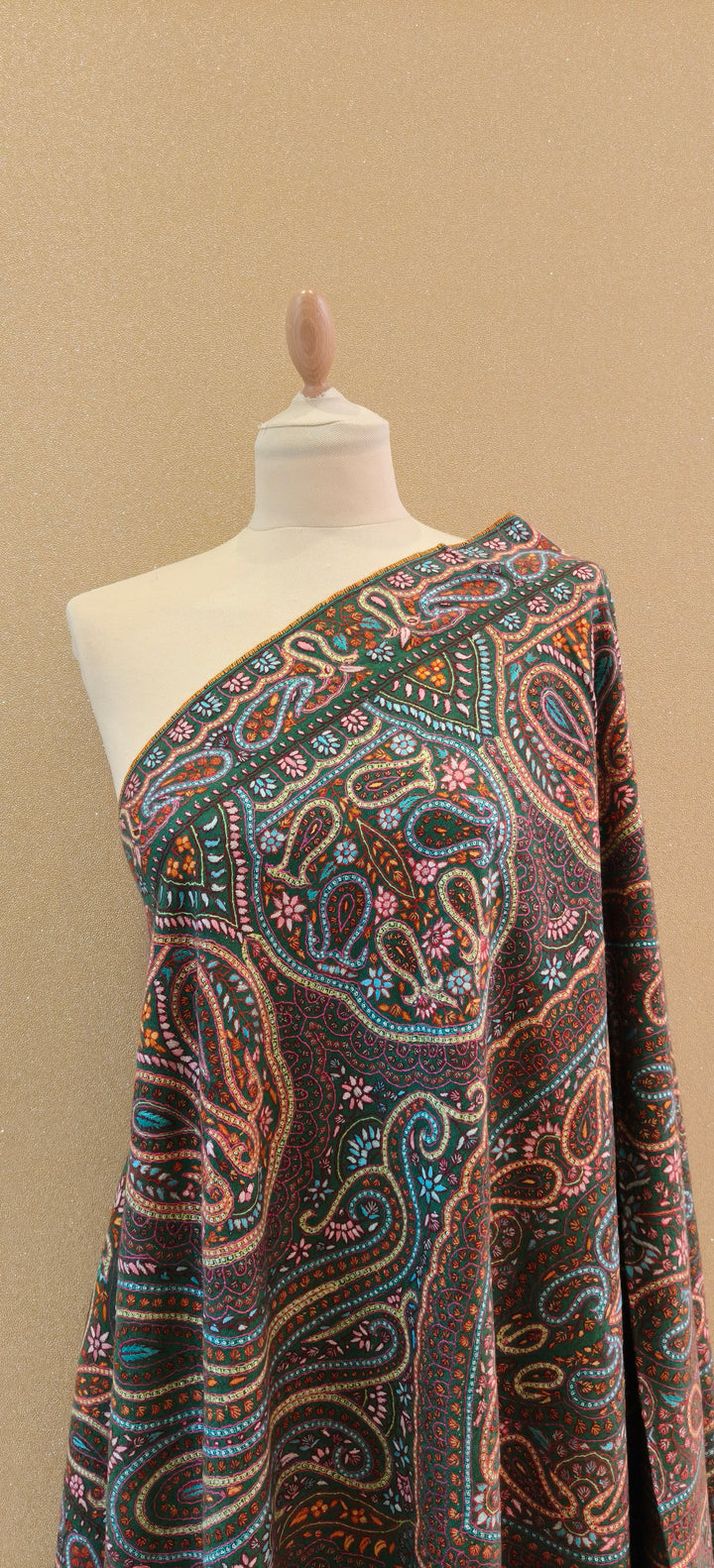 Emerald Paisley Heritage Shawl |House Of Inaayat