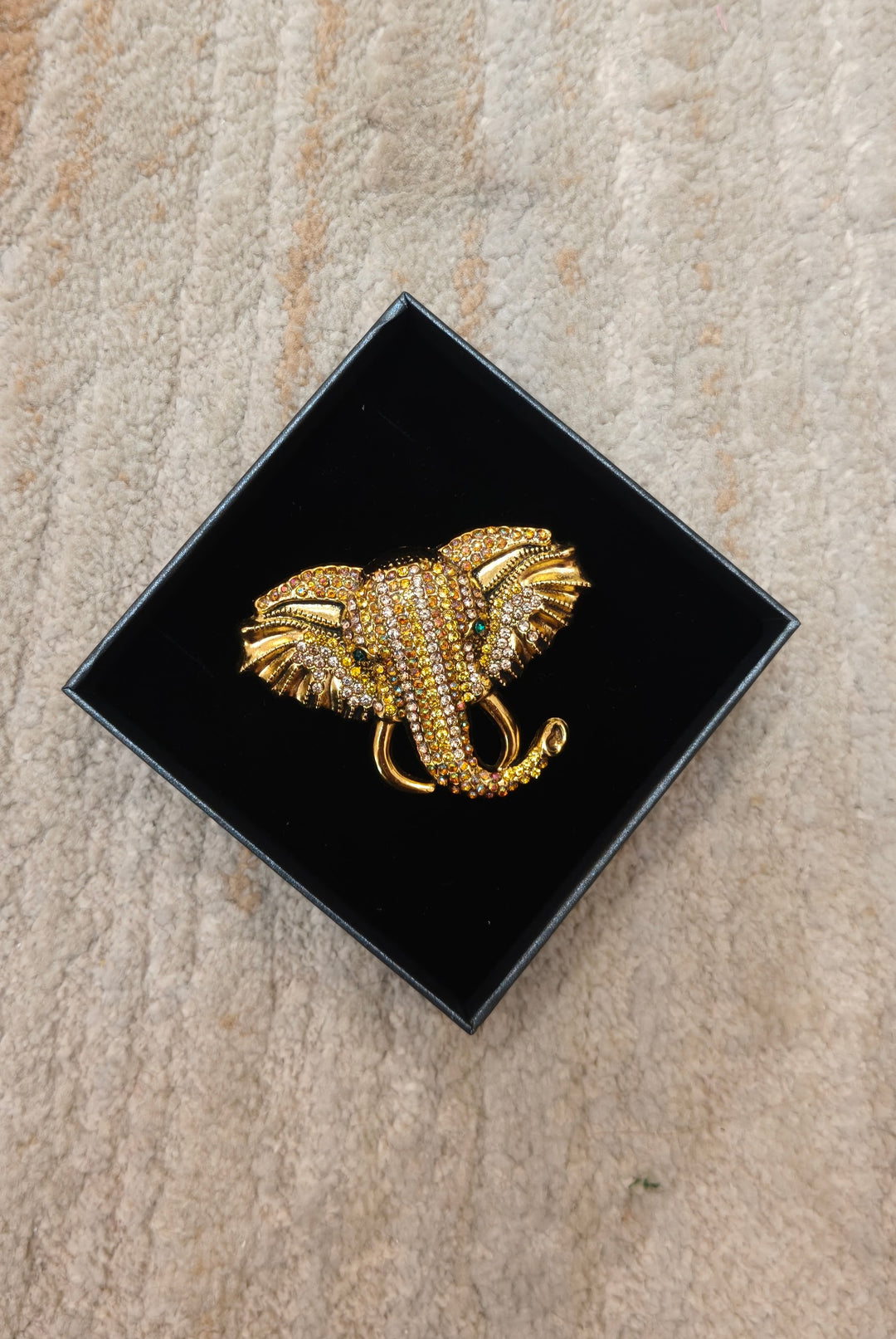 Sparkling Lucky Elephant Brooch| Inaayat By Divya Tainmi