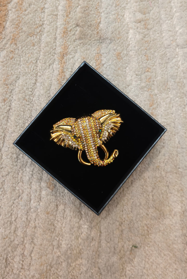 Sparkling Lucky Elephant Brooch| Inaayat By Divya Tainmi