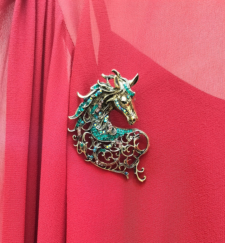 Majestic Golden Stallion Statement Brooch| Inaayat By Divya Tainmi