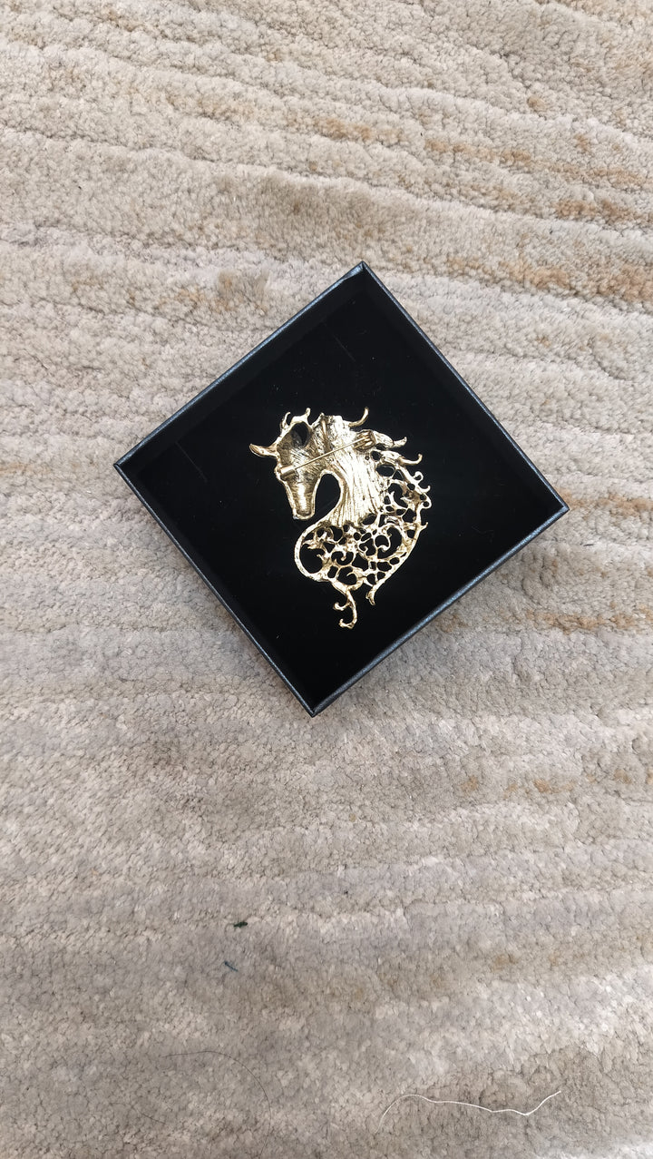 Majestic Golden Stallion Statement Brooch| Inaayat By Divya Tainmi