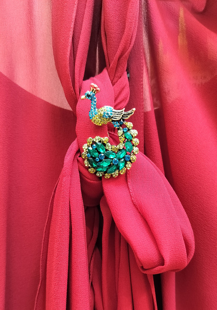 Enchanting Peacock Feather Statement Brooch| Inaayat By Divya Tainmi