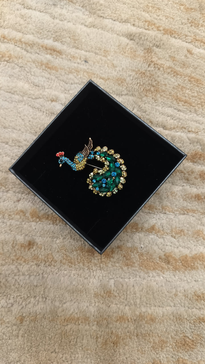 Enchanting Peacock Feather Statement Brooch| Inaayat By Divya Tainmi