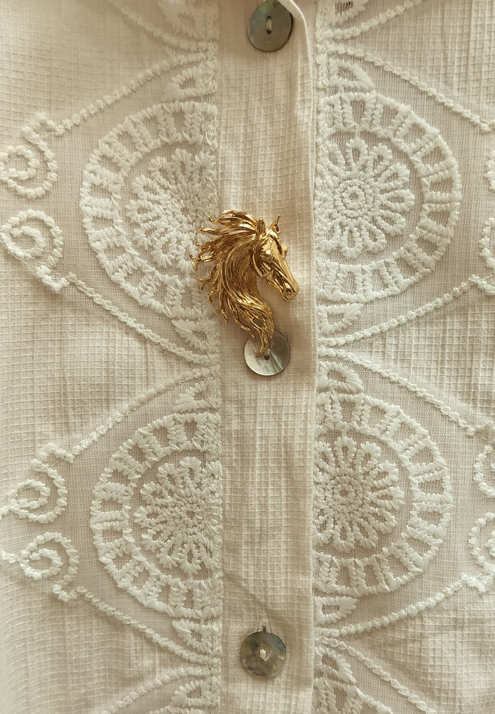 Noble Gold Stallion Statement Brooch| Inaayat By Divya Tainmi