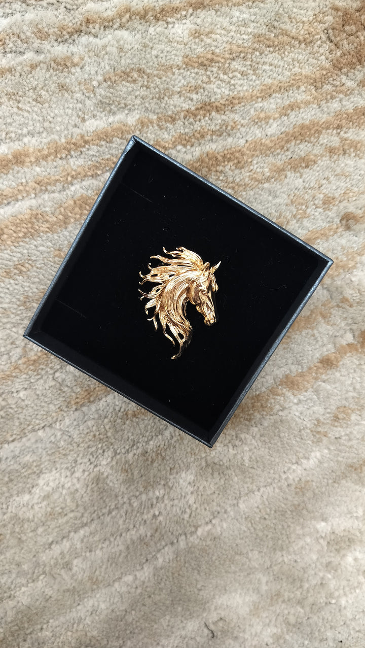 Noble Gold Stallion Statement Brooch| Inaayat By Divya Tainmi