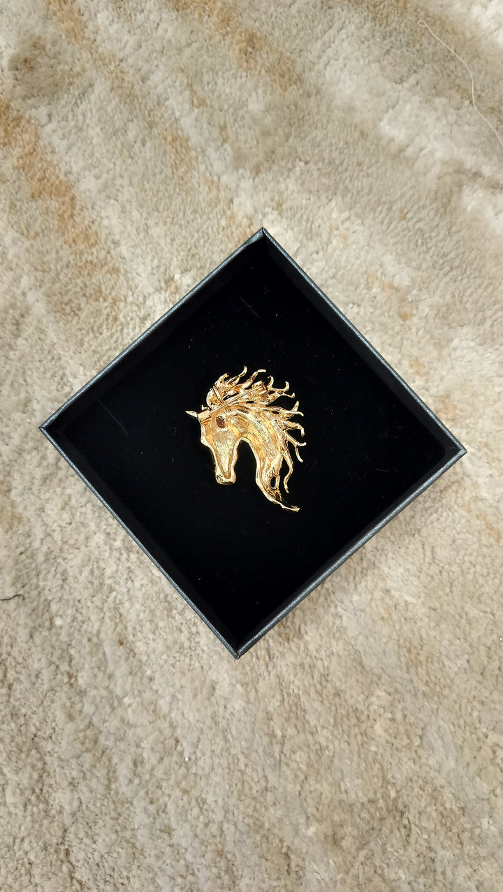 Noble Gold Stallion Statement Brooch| Inaayat By Divya Tainmi