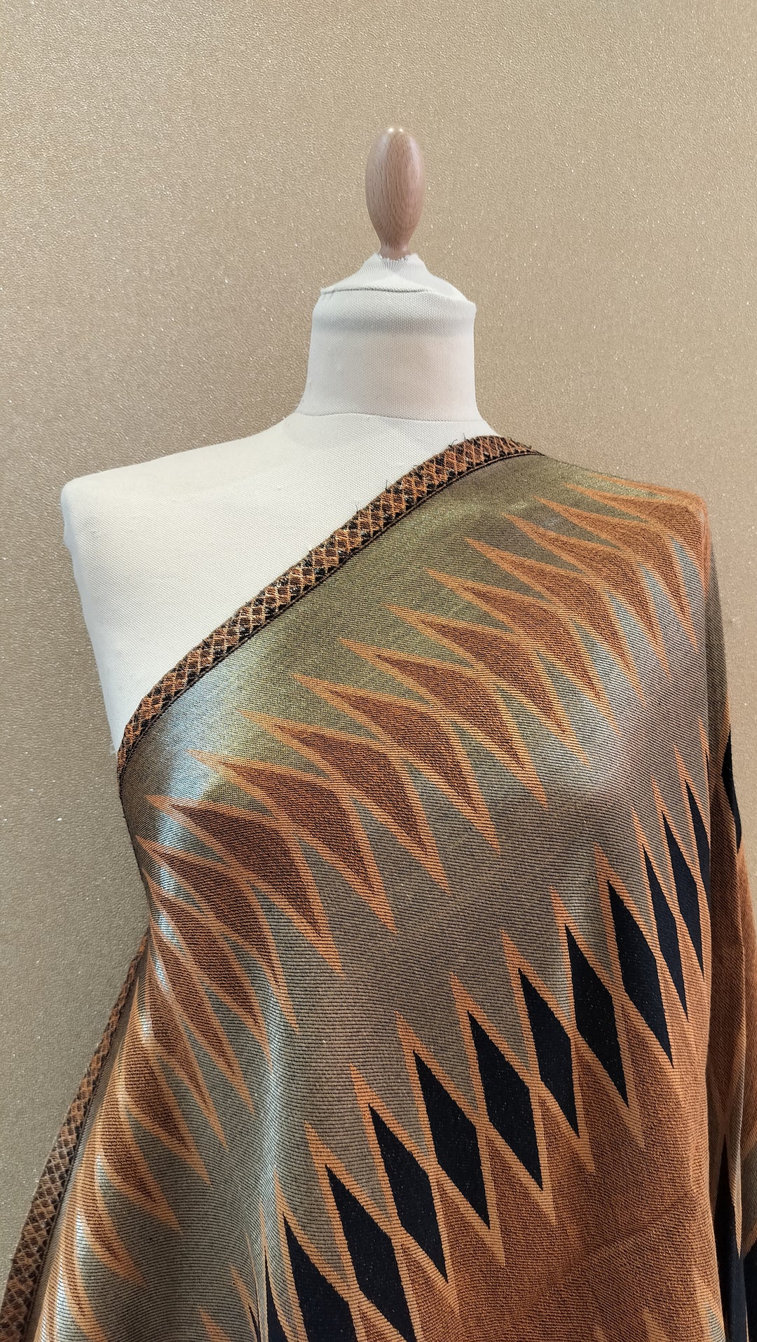 Copper and Bronze Reversable Zari Ikat Scarf |House of Inaayat