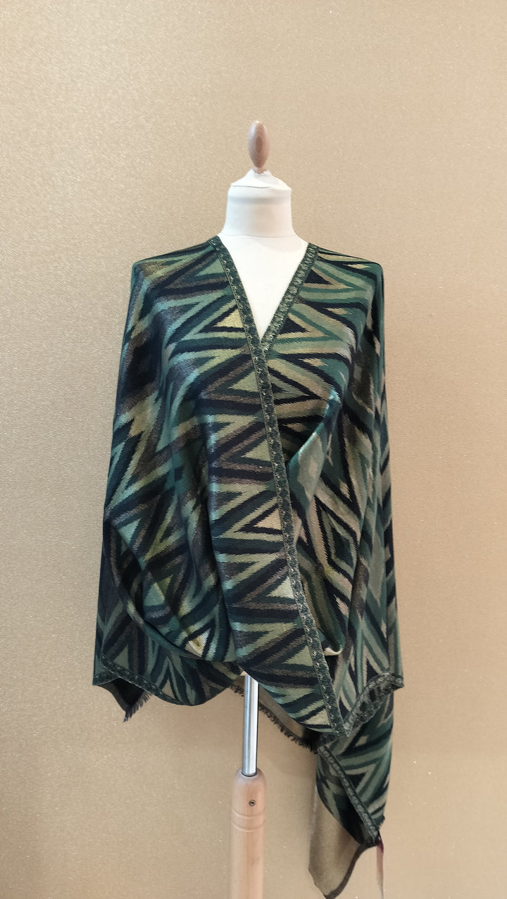 Emerald Ikat Reversable Geometric Scarf |House of Inaayat