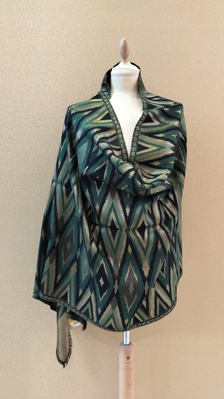 Emerald Ikat Reversable Geometric Scarf |House of Inaayat