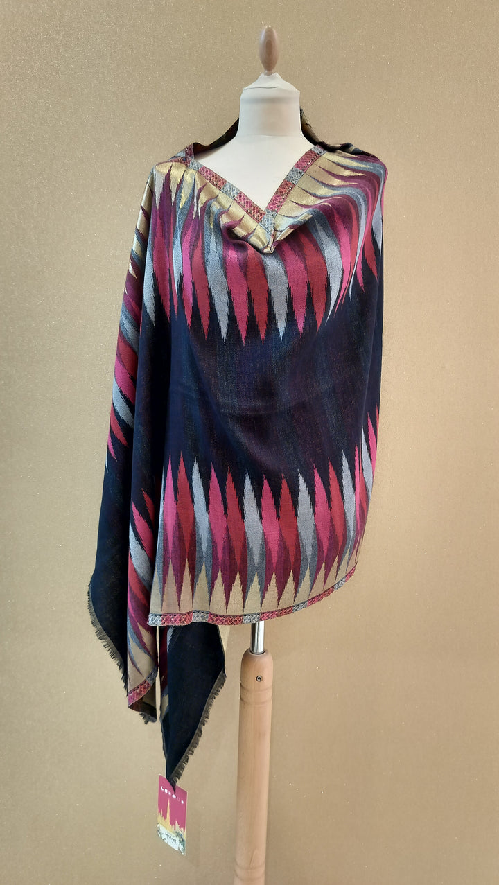 Golden Amber Ikat Reversable Zari Scarf |House of Inaayat