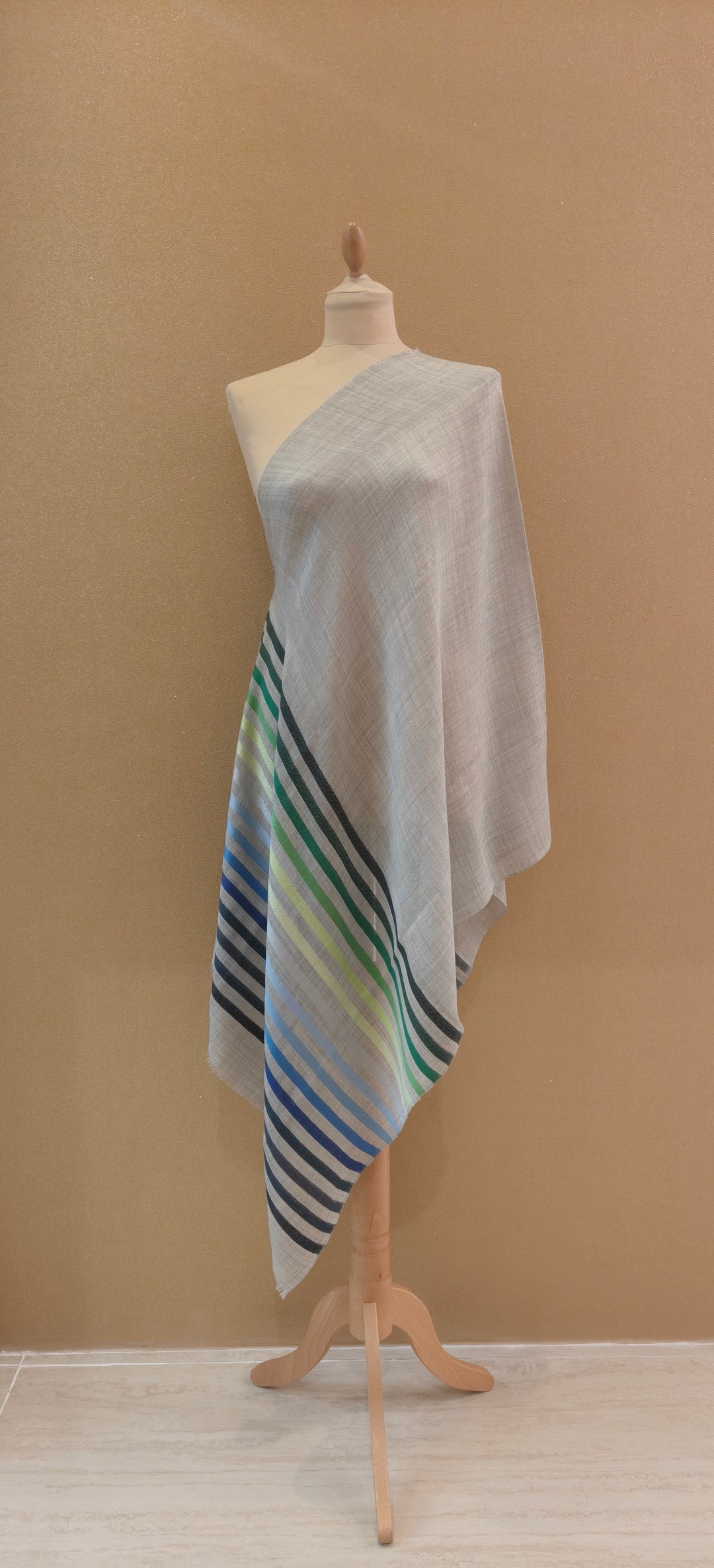 Chic Azure and Gradient Striped Scarf |House of Inaayat