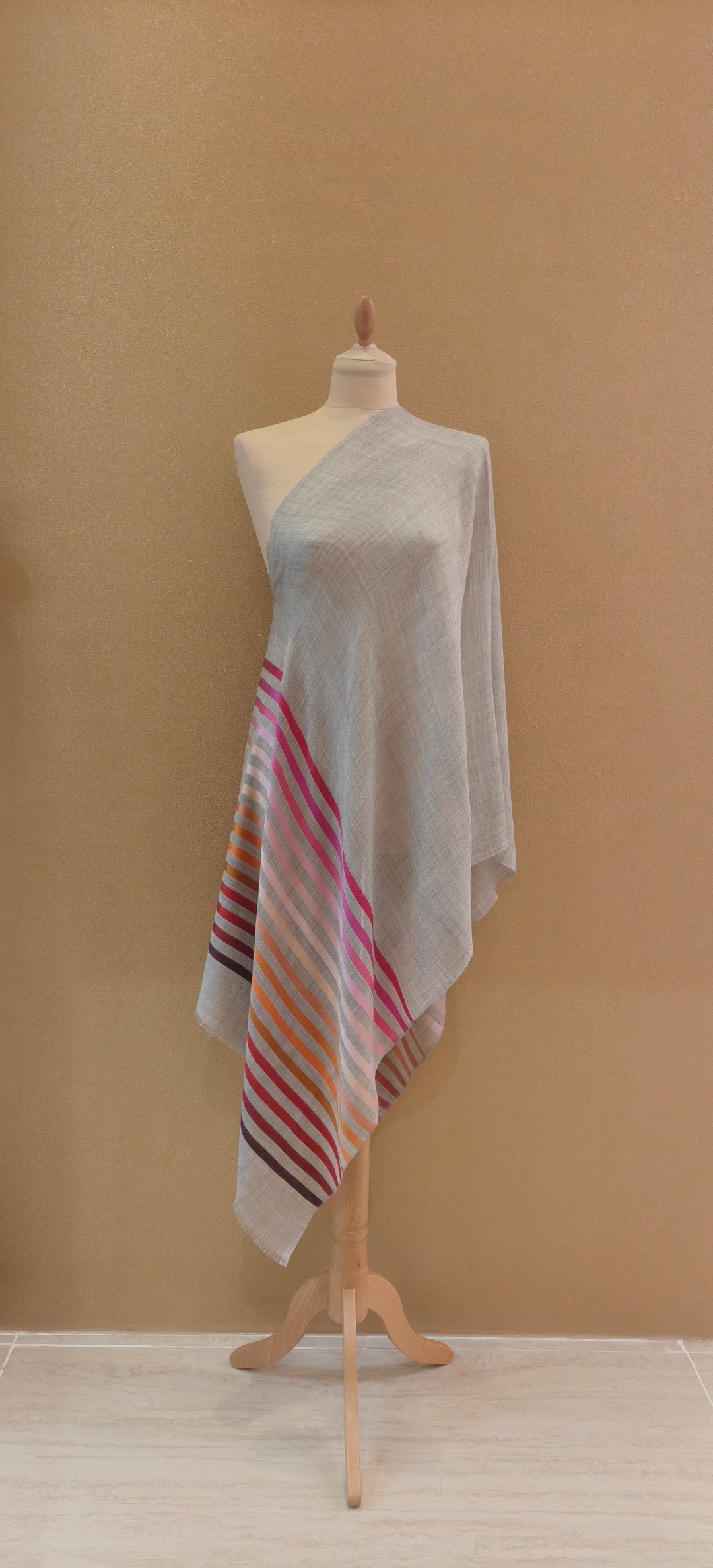 Vibrant Sunset Toned Striped Scarf |House of Inaayat