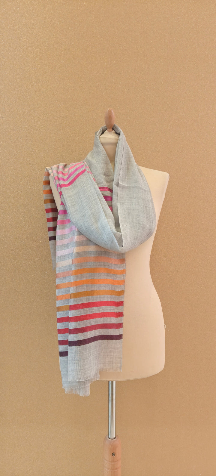 Vibrant Sunset Toned Striped Scarf |House of Inaayat