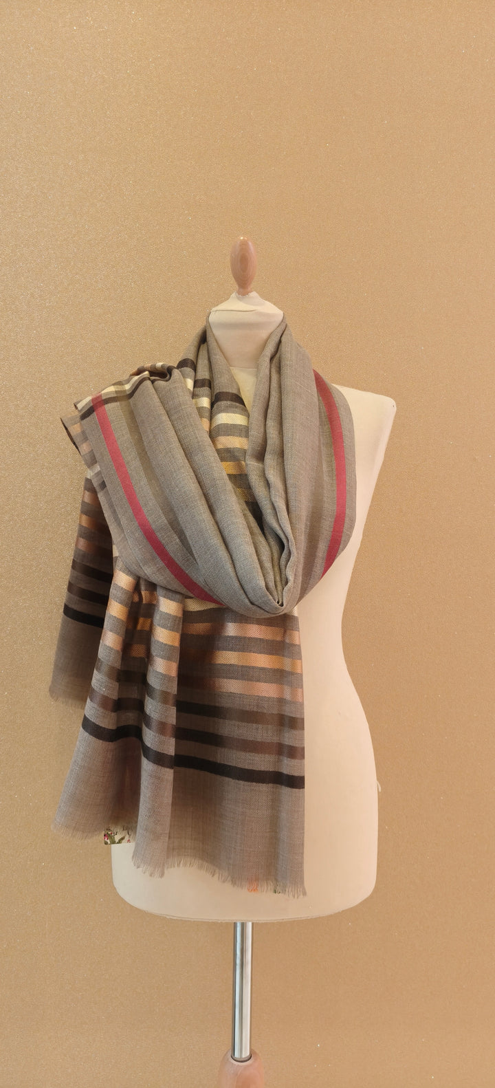 Earth- Toned Striped Scarf |House of Inaayat