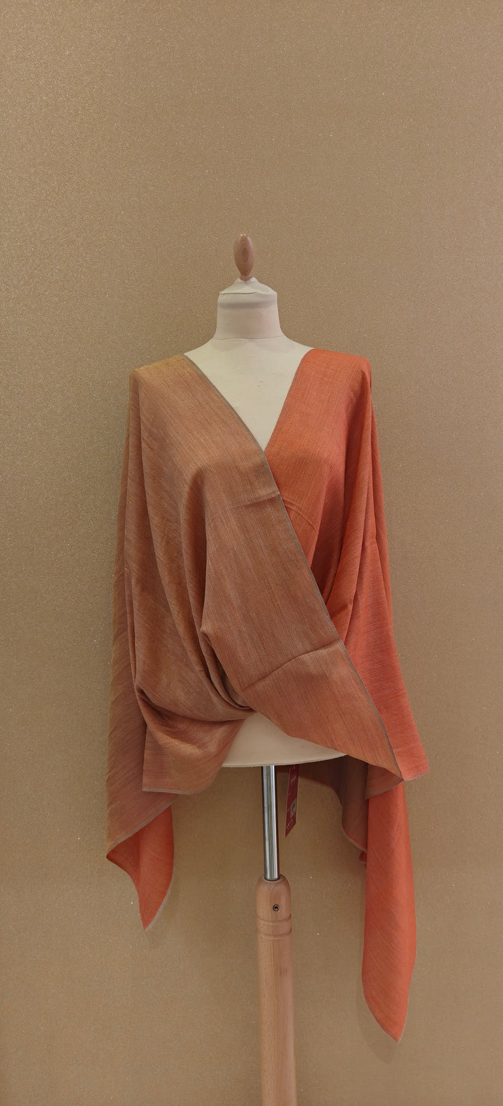 Copper and Warm Coral  Reversible Zari Scarf |House of Inaayat
