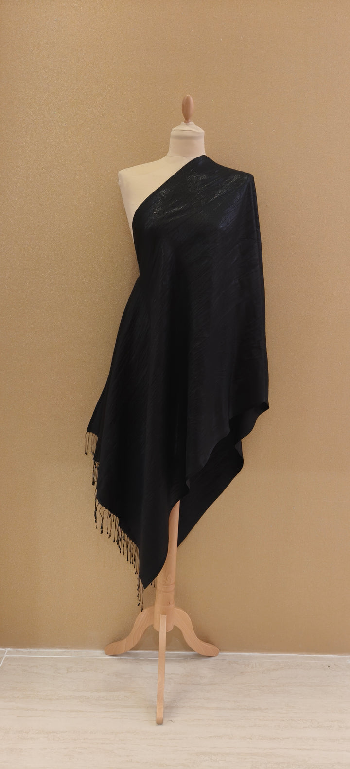 Midnight Black Shimmer Scarf |House of Inaayat