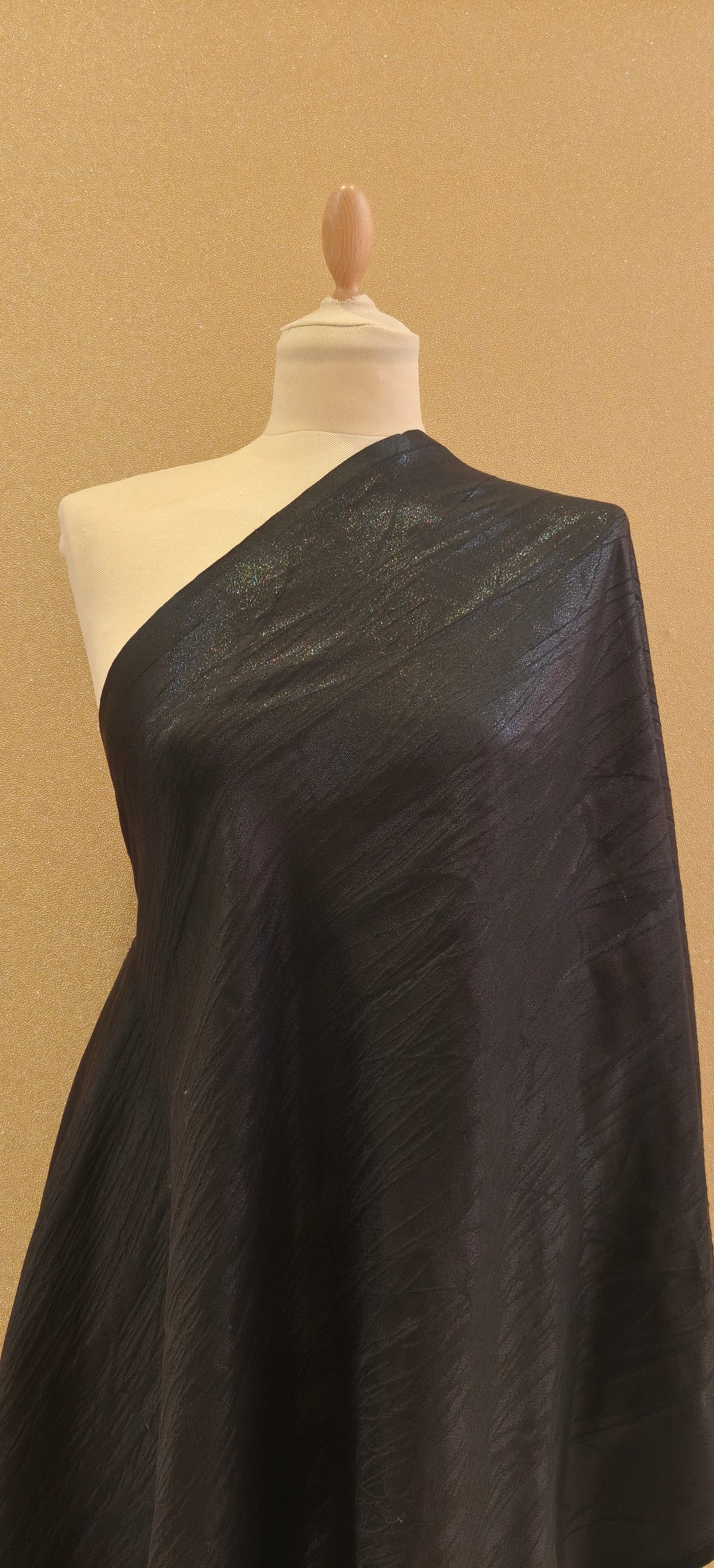 Midnight Black Shimmer Scarf |House of Inaayat