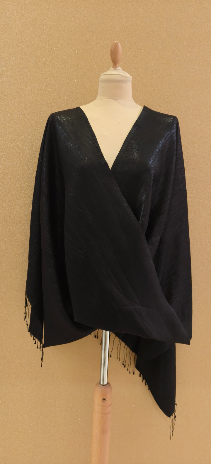 Midnight Black Shimmer Scarf |House of Inaayat