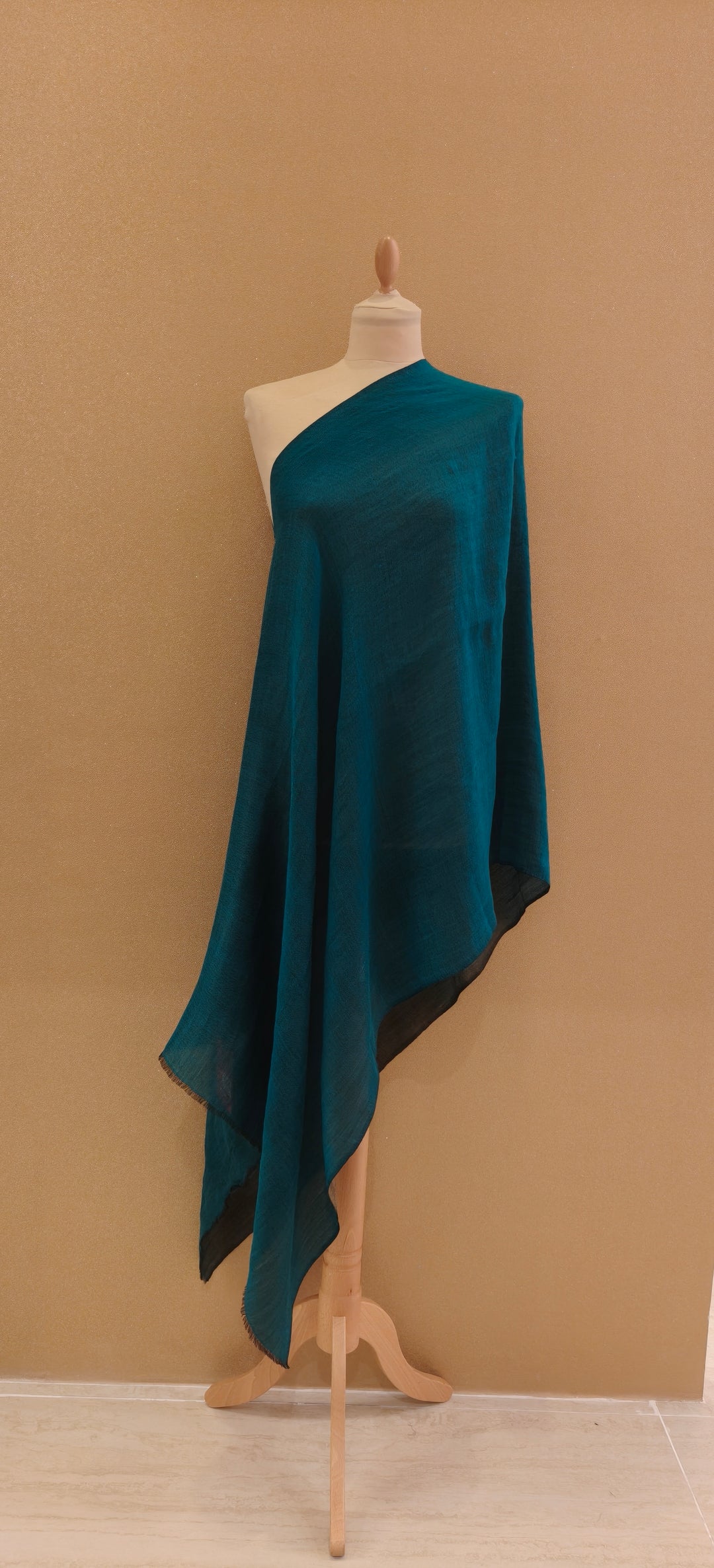 Deep Teal and Gunmetal Gray Reversible Zari Scarf |House of Inaayat