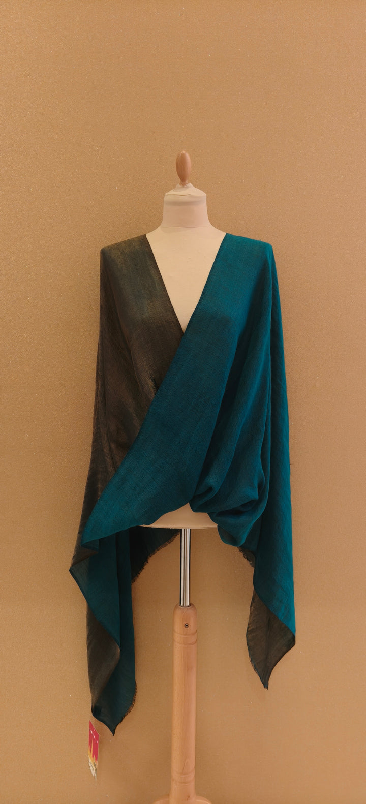 Deep Teal and Gunmetal Gray Reversible Zari Scarf |House of Inaayat