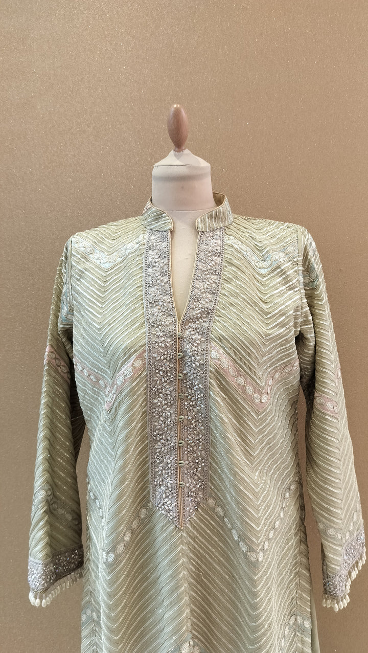 Sage Green Gottapatti Suit|Kuwarani Ritu