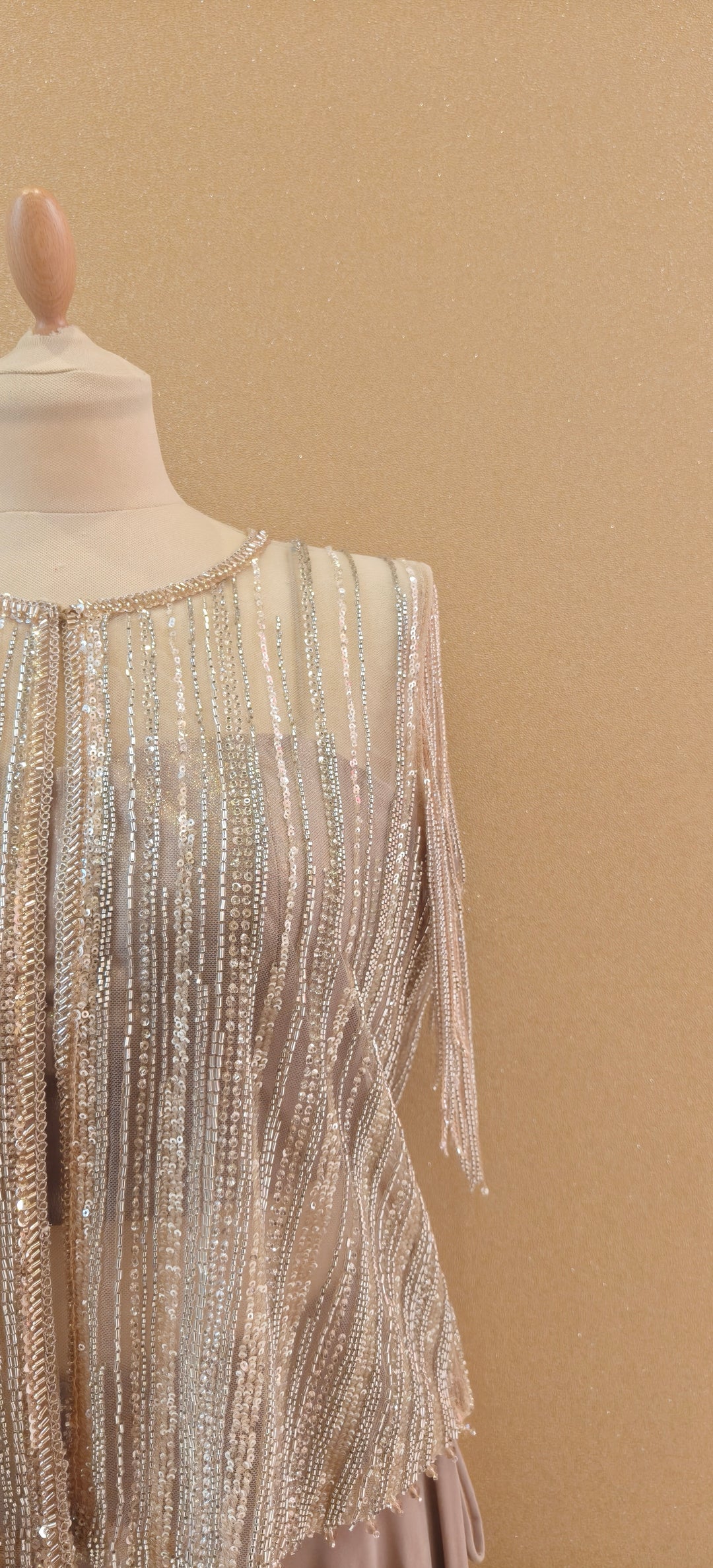 Pewter Tulle Jacket Diamonte Striped Jacket With Tube & Cream Drop Crotch Pants| Private Collections