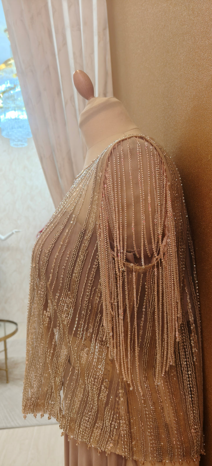 Pewter Tulle Jacket Diamonte Striped Jacket With Tube & Cream Drop Crotch Pants| Private Collections