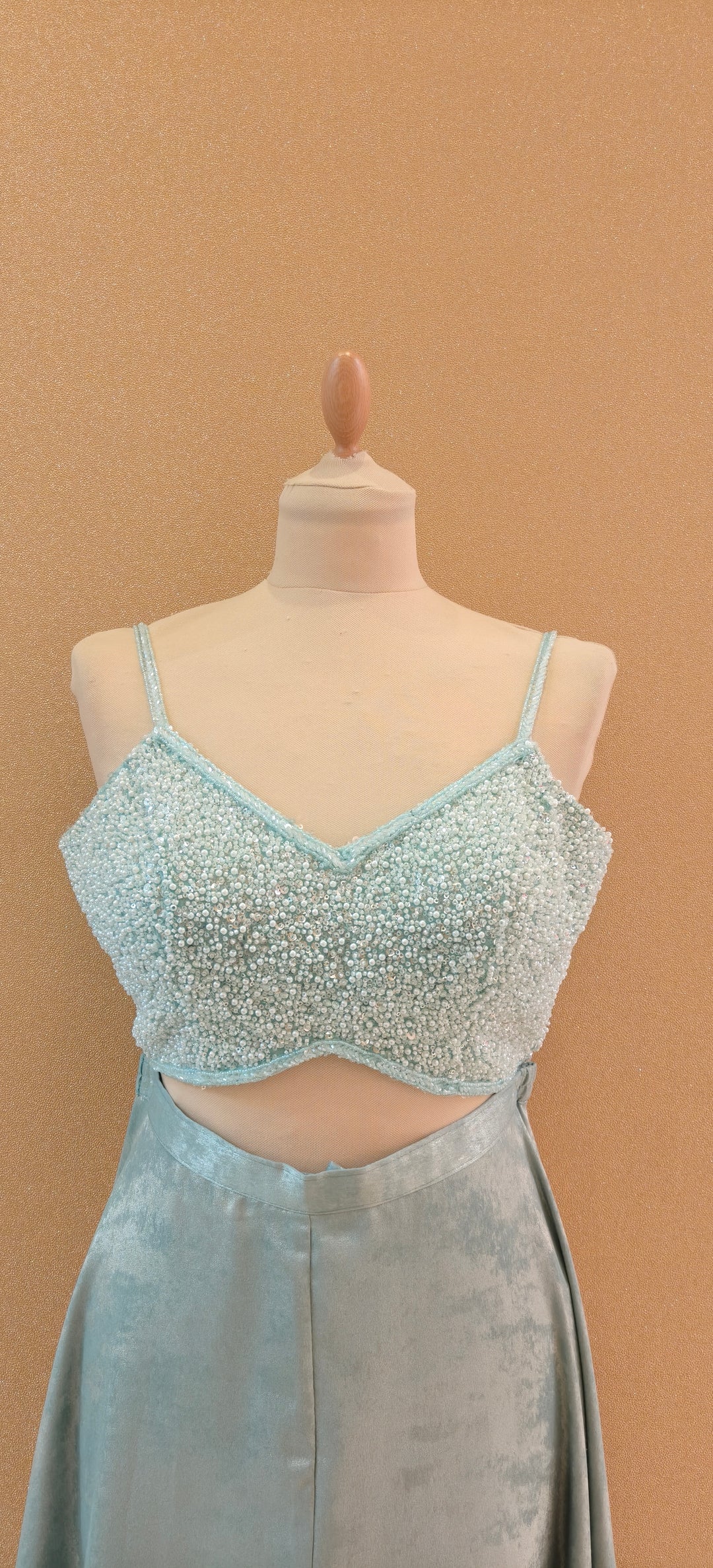 Powder Blue Embellished Three-Piece Indo-Western Set| Private Collections