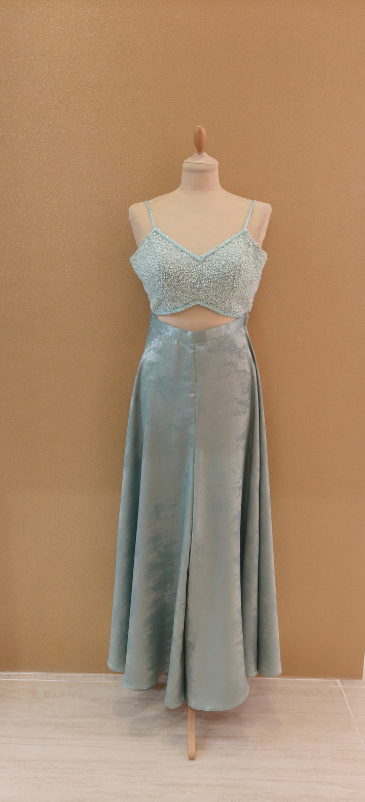 Powder Blue Embellished Three-Piece Indo-Western Set| Private Collections