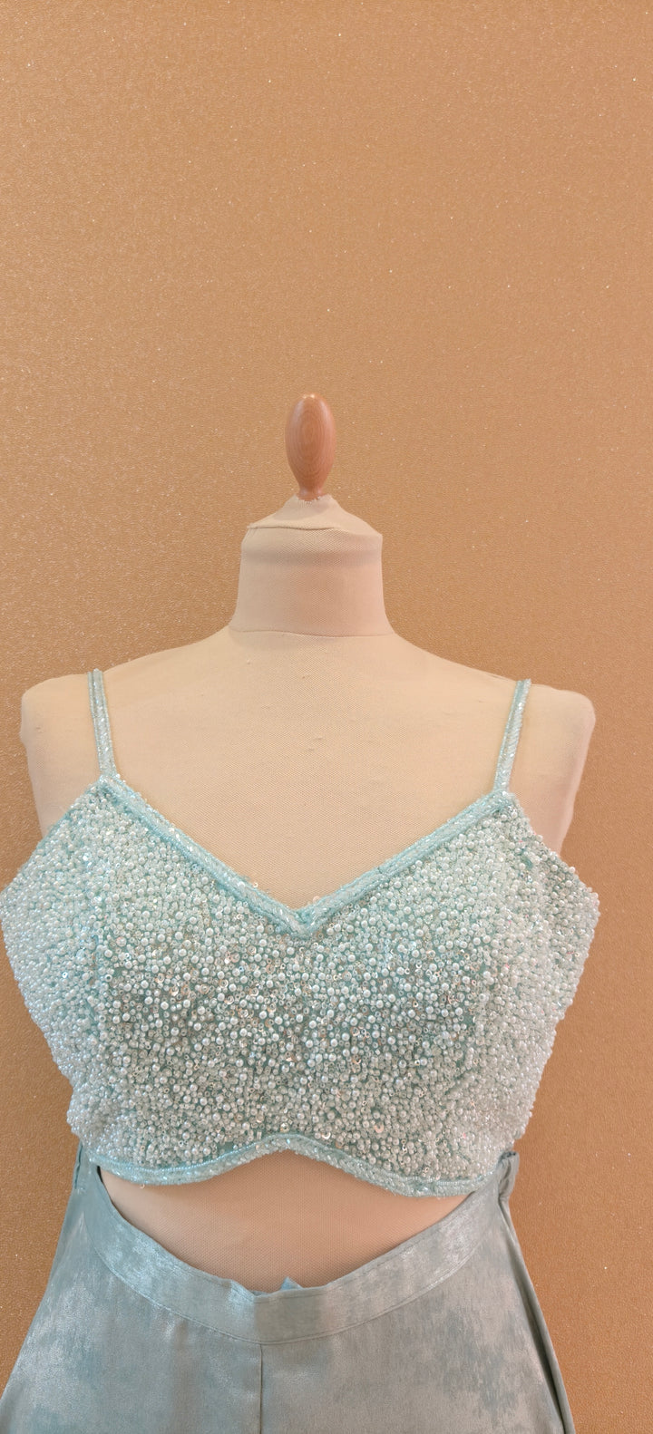 Powder Blue Embellished Three-Piece Indo-Western Set| Private Collections